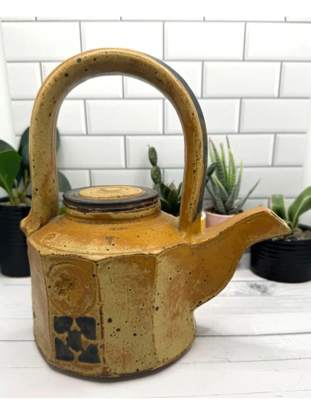 Palm Tree Pottery Stoneware Teapot With Lid By John Glick